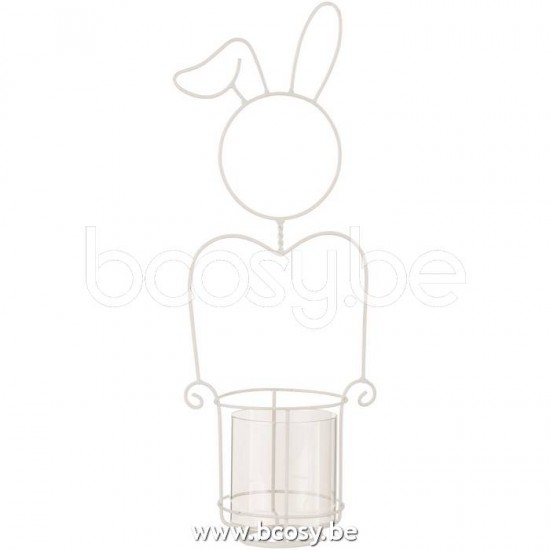 J Line Jline Kerzenhalter Hasen Metall Glas Weiß Large t lichthalter teelichtleuchter teelichte