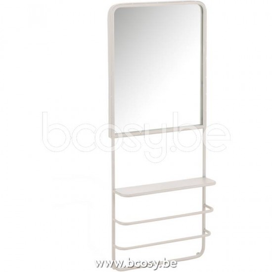 J Line Jline Hängeregal Spiegel Metall Glas Weiß kleiderstaender hutstaender