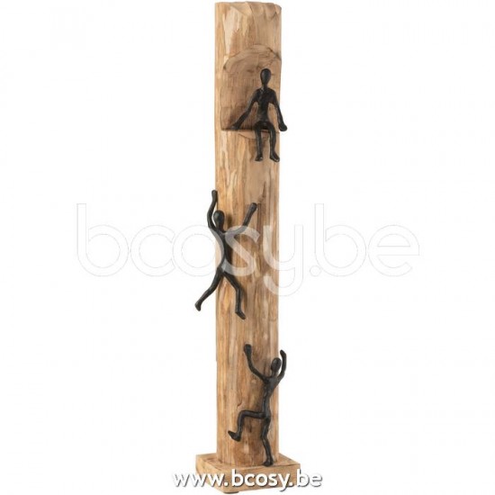 J Line Jline Figures Climbing Trunk Mango Wood Aluminium Black figures