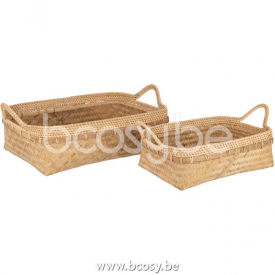 J Line Jline Set Of 2 Trays Bamboo Natural baskets
