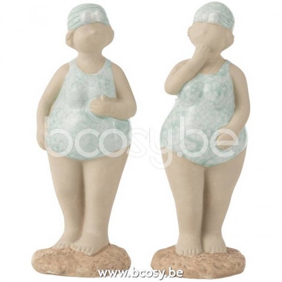 J Line Jline Woman Bathing Suit Standing Ceramic Aqua Small Assortment Of 2 Swimmers