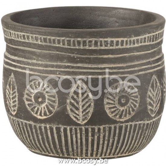 J Line Jline Flowerpot Fresco Cement Grey Small flowerpots