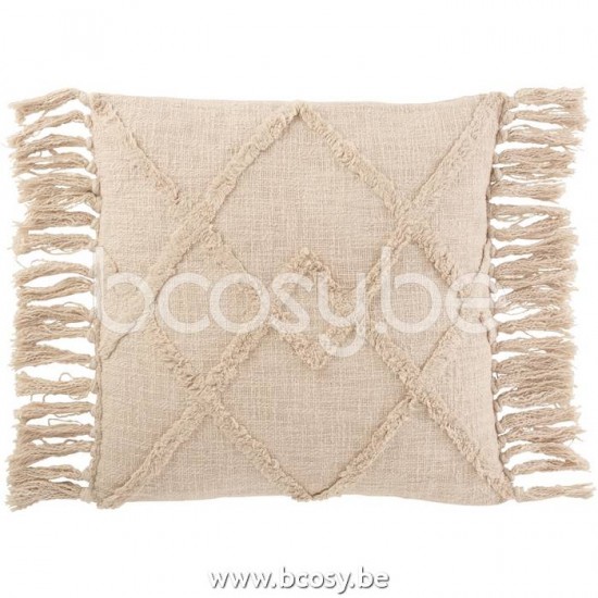 J Line Jline Kissen Viereckig Kariert Baumwolle Polyester Creme kissen