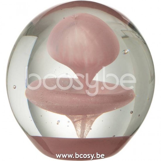 J Line Jline Presse Papier Blase Glas Rosa Large briefbeschwerer