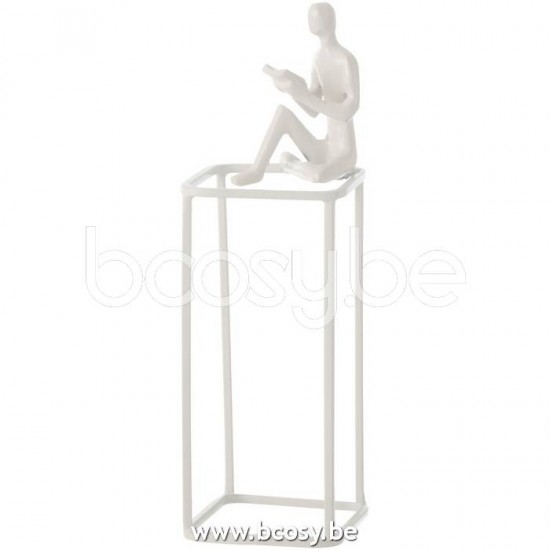 J Line Jline Figure Book On Cube Aluminium White figures