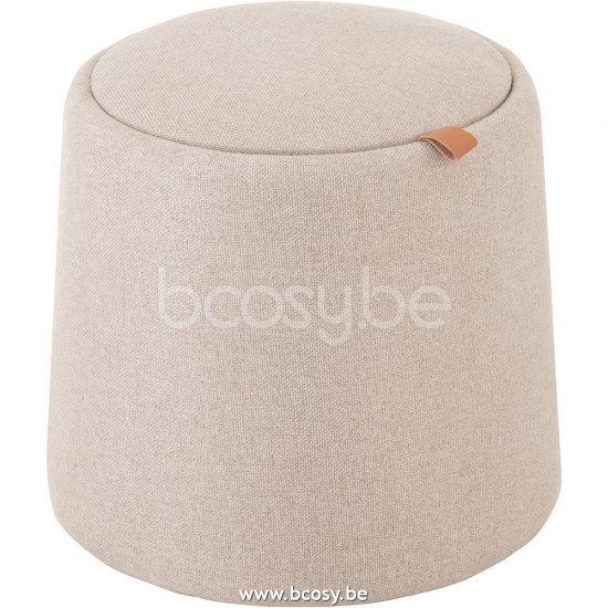 J Line 25046 Poef Bijzettafel Rnd Textiel Hout Beige L45xB45xH42 cm voetbanken poefs bijzetpoefs hockers poeven voetbankjes ottomans ottomannen