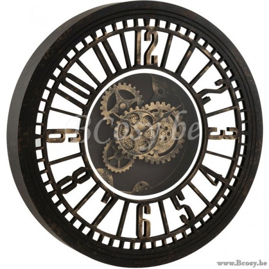 J Line Jline Clock Round Radars Mechanism Mirror Antique Black Gold wall clocks