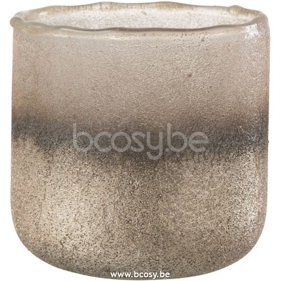 J Line 26660 Windlicht Camille Glas Roze Large L14xB14xH14 cm T theelichten theelichthouders