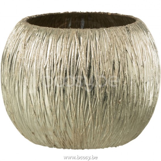 J Line 26779 Windlicht Glas Zilver Small L10xB10xH7 cm T theelichten theelichthouders