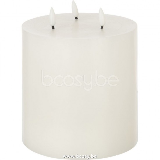J Line 26948 Kaars Led 3 Vlammen Wit Large L15xB15xH18 cm kaarsjes