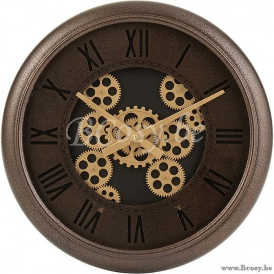 J Line Jline Uhr Radar Römische Zahlen Metal Braun Gold wanduhren