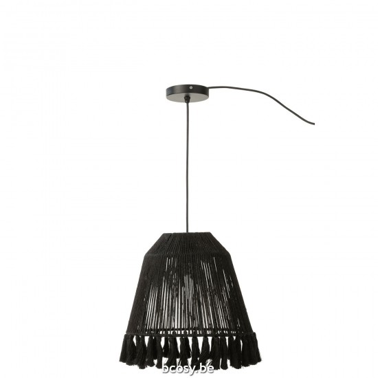 J Line Hanglamp Celia Jute Zwart Small L33xB33xH40 cm hang pendellampen licht JO30966.