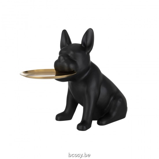 Jline Tablett Bulldog Poly Schwarz Gold Large Tiere.