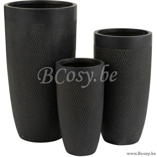 J Line Set Of 3 Vases Round High Clay Black