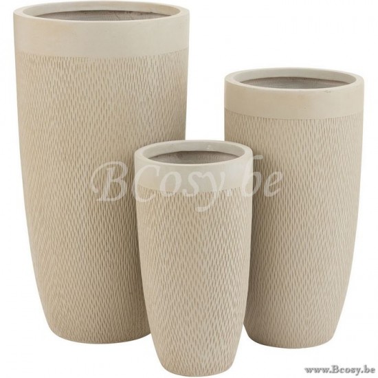 J Line Jline Set Of 3 Vases Round High Clay Beige