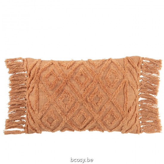 J Line Coussin Floches Coton Corail Long L78xB40xH15 cm sierkussens sierkussentjes JO33949.
