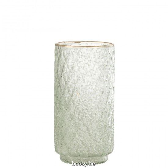 J Line Windlicht Goud Rand Glas Transparant Large T theelichten theelichthouders waxinelichten JO35137.