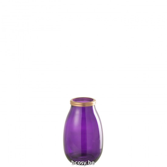 J Line Vase Gold Rim Glass Purple Small large vases Tall vases High vases.
