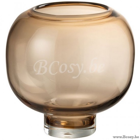 J Line Jline Glas Auf Fuß Rund Glas Hell Braun Large vases