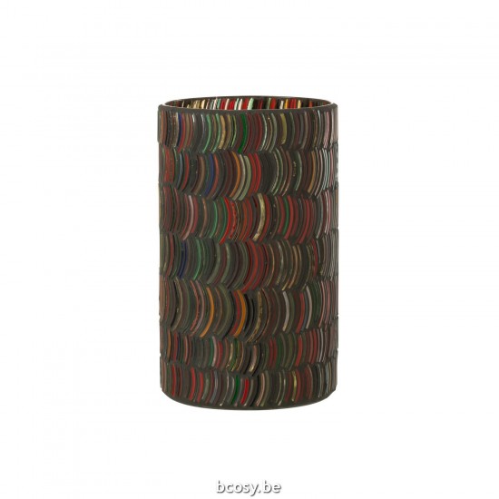 J Line Windlicht Mozaiek Curve Glas Mix Large windlichten JO42289.