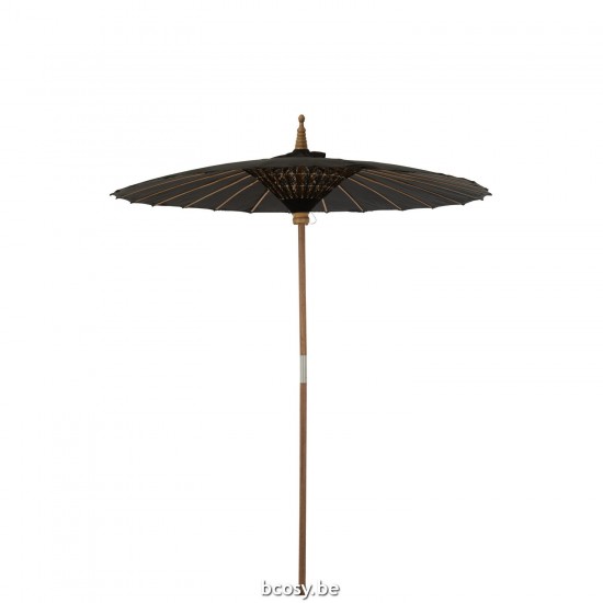 J Line Parasol Lorie Hout Katoen Zwart zonneschermen JO42363.