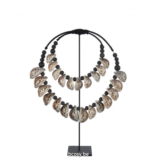 J Line Decoratie Op Voet Schelp Zwart objecten JO42441.