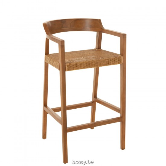 J Line Sedia Bar Emma Legno Teak Marrone Silla De Bar Emma Madera Teca Marrón.