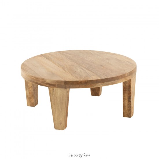 J Line Salontafel Rond Mango Hout Naturel koffietafels salontafels JO43769.