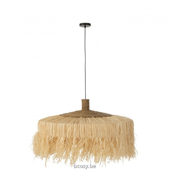 J Line Hanglamp Rond Raffia Naturel hang pendellampen licht JO43811.