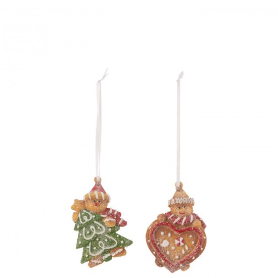 J Line Hanger Gingerbread Resin Mix Assortment Of 2 pendants.