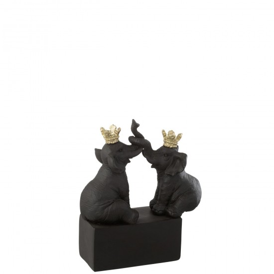 J Line Elephant Crown On Base Resin Black Gold fantasy pictures.