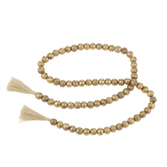 Jline Girlande Quaste Perle Mangoholz Naturell Gold gewinde.