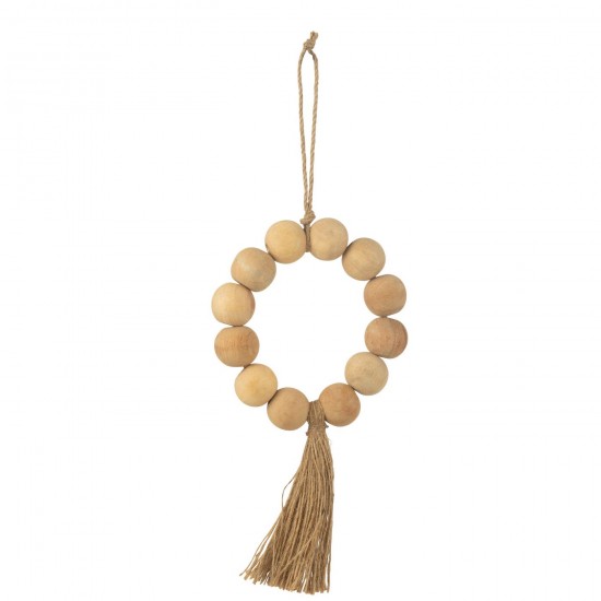 J Line Hanger Bead Wreath Mango Wood Natural pendants.