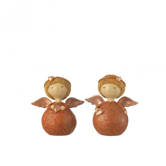 J Line Angel Heart Resin Copper Medium Assortment Of 2 angels.