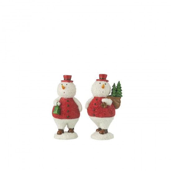 J Line Snowman Tree Lantern Resin Mix Medium Assortment Of 2 snowman snowmen santa clauses.