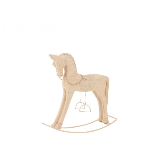 J Line Rocking Horse Topo Mango Wood Metal Natural Small fantasy pictures.