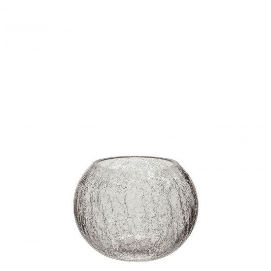 J Line Hurricane Ball Crackle Glass Transparent Large tea lights holders.