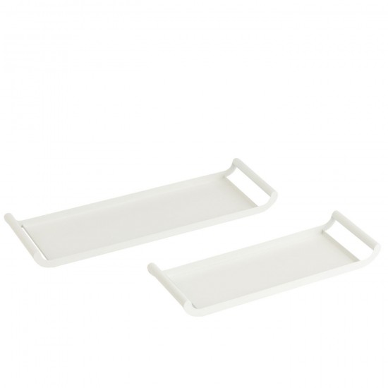 J Line Set Of 2 Trays Rectangle Metal White serving trays.