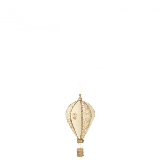 J Line Hot Air Balloon Hanging Polyfoam Textile White Gold Small pendants.