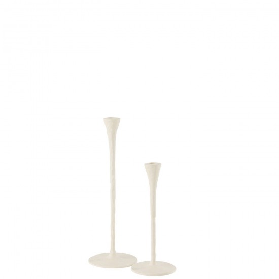 Jline Set Von 2 Kerzenhaltern Goa Aluminium Weiß kerzenhalter kerzenstaender kerzenleuchter.