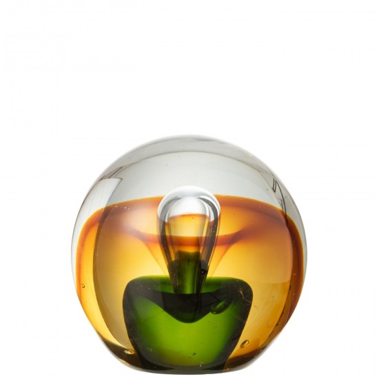 Jline Presse Papier Tropfen Glas Amber Grün Large briefbeschwerer.