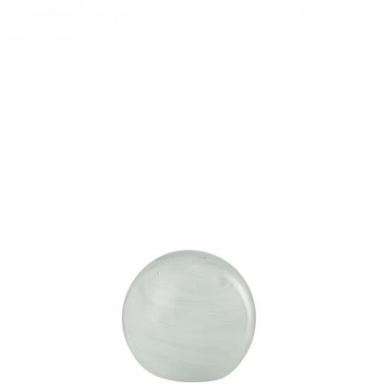 J Line Paperweight Twister Round Glass White Small paper holders.