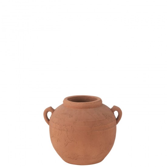 J Line Vase Moke Round Handles Terra Copper jugs ceramic jars with two handles.