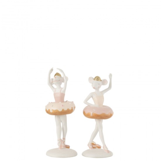 J Line Mouse Ballerina Resin White Pink Assortment Of 2 fantasy pictures.