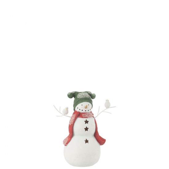 J Line Snowman Birds Resin Red Green Small snowman snowmen santa clauses.