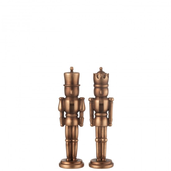 J Line Nutcracker Resin Antique Gold Small Assortment Of 2 People.