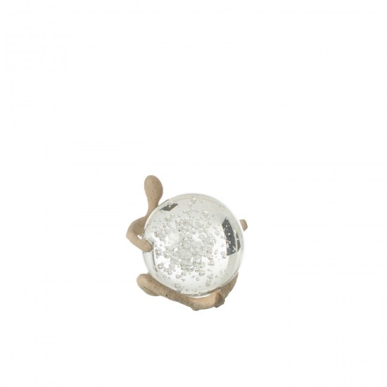Jline Figura Bola Resina Vidrio Beige.