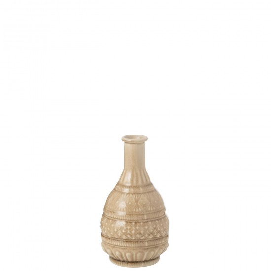 J Line Vase Carved Porcelain Beige.
