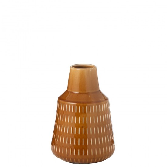 J Line Vase Ria Carved Porcelain Mustard S.