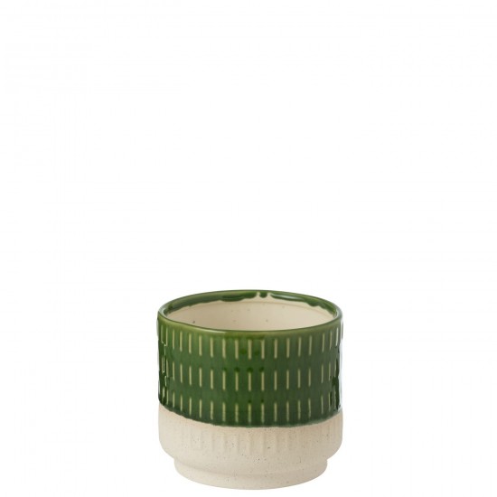 J Line Flowerpot Reya Porcelain White Green flowerpots.